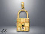 Load image into Gallery viewer, 14K Yellow Gold 3-D Padlock w/Key Hole Charm with Necklace Chain Options
