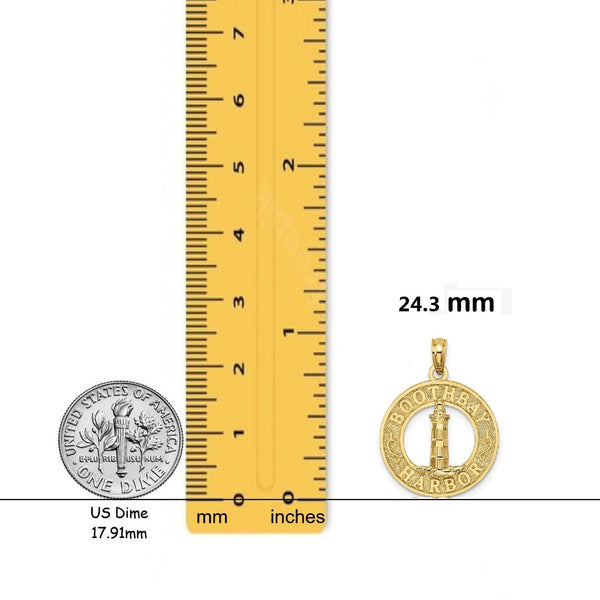 14K Yellow Gold BOOTHBAY HARBOR Lighthouse Charm with Necklace Chain Options