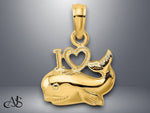 Load image into Gallery viewer, 14K Yellow Gold 2-D Polished I HEART Whale Charm with Necklace Chain Options
