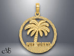 Load image into Gallery viewer, 14K Yellow Gold PUERTO RICO Palm Tree Charm with Necklace Chain Options
