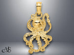 Load image into Gallery viewer, 14K Yellow Gold Textured Octopus Charm with Necklace Chain Options
