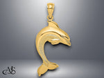 Load image into Gallery viewer, 14K Yellow Gold Polished Dolphin Jumping 2-D Charm with Necklace Chain Options
