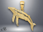 Load image into Gallery viewer, 14K Yellow Gold 2-D Textured Whale Charm with Necklace Chain Options

