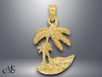 Load image into Gallery viewer, 14K Yellow Gold 2-D Palm Trees On Island Charm with Necklace Chain Options
