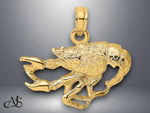 Load image into Gallery viewer, 14K Yellow Gold Textured Crawfish Charm with Necklace Chain Options
