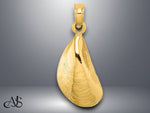 Load image into Gallery viewer, 14K Yellow Gold Polished Mussel Shell Charm with Necklace Chain Options
