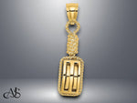 Load image into Gallery viewer, 14K Yellow Gold 3D Block Mariners Pulley Charm with Necklace Chain Options
