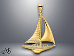 Load image into Gallery viewer, 14K Yellow Gold Polished Sailboat Charm with Necklace Chain Options
