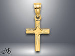 Load image into Gallery viewer, 14K Yellow Gold White Gold Diamond Shape Center Mini Cross Charm with Necklace Chain Options
