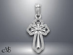 Load image into Gallery viewer, 14K Yellow Gold White Gold Cut-Out Polished and Textured Cross Charm with Necklace Chain Options
