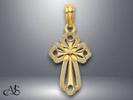 Load image into Gallery viewer, 14K Yellow Gold White Gold Cut-Out Polished and Textured Cross Charm with Necklace Chain Options
