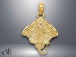 Load image into Gallery viewer, 14K Yellow Gold White Gold Stingray Charm with Necklace Chain Options
