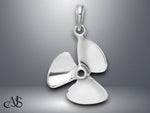 Load image into Gallery viewer, 14K Yellow Gold White Gold 3-D Polished Three Blade Propeller Charm with Necklace Chain Options
