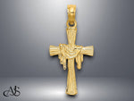 Load image into Gallery viewer, 14K Yellow Gold Cross w/ Drape Charm with Necklace Chain Options
