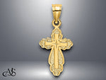 Load image into Gallery viewer, 14K Yellow Gold Solid Polished and Textured Cross Charm with Necklace Chain Options
