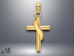 Load image into Gallery viewer, 14K Yellow Gold Polished W/ Banner Cross Charm with Necklace Chain Options
