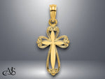 Load image into Gallery viewer, 14K Yellow Gold Polished and Cut-Out Engraved Cross Charm with Necklace Chain Options
