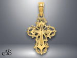 Load image into Gallery viewer, 14K Yellow Gold Cut-Out Delicate Cross Charm with Necklace Chain Options
