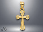 Load image into Gallery viewer, 14K Yellow Gold Solid Textured Cross Charm with Necklace Chain Options
