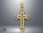 Load image into Gallery viewer, 14K Yellow Gold Textured and Cut-Out W/ Rope Frame Block Cross Charm with Necklace Chain Options

