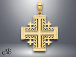 Load image into Gallery viewer, 14K Yellow Gold Cut-Out Jerusalem Cross Charm with Necklace Chain Options
