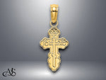 Load image into Gallery viewer, 14K Yellow Gold Mini Eastern Orthodox Cross Charm with Necklace Chain Options
