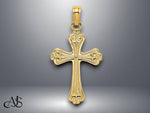 Load image into Gallery viewer, 14K Yellow Gold Polished Engraved Cross Charm with Necklace Chain Options
