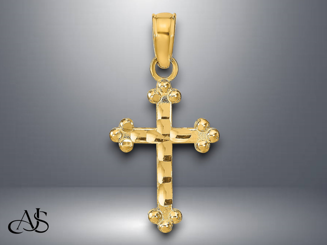 14K Yellow Gold D/C Cross Pendant with Necklace Chain Options