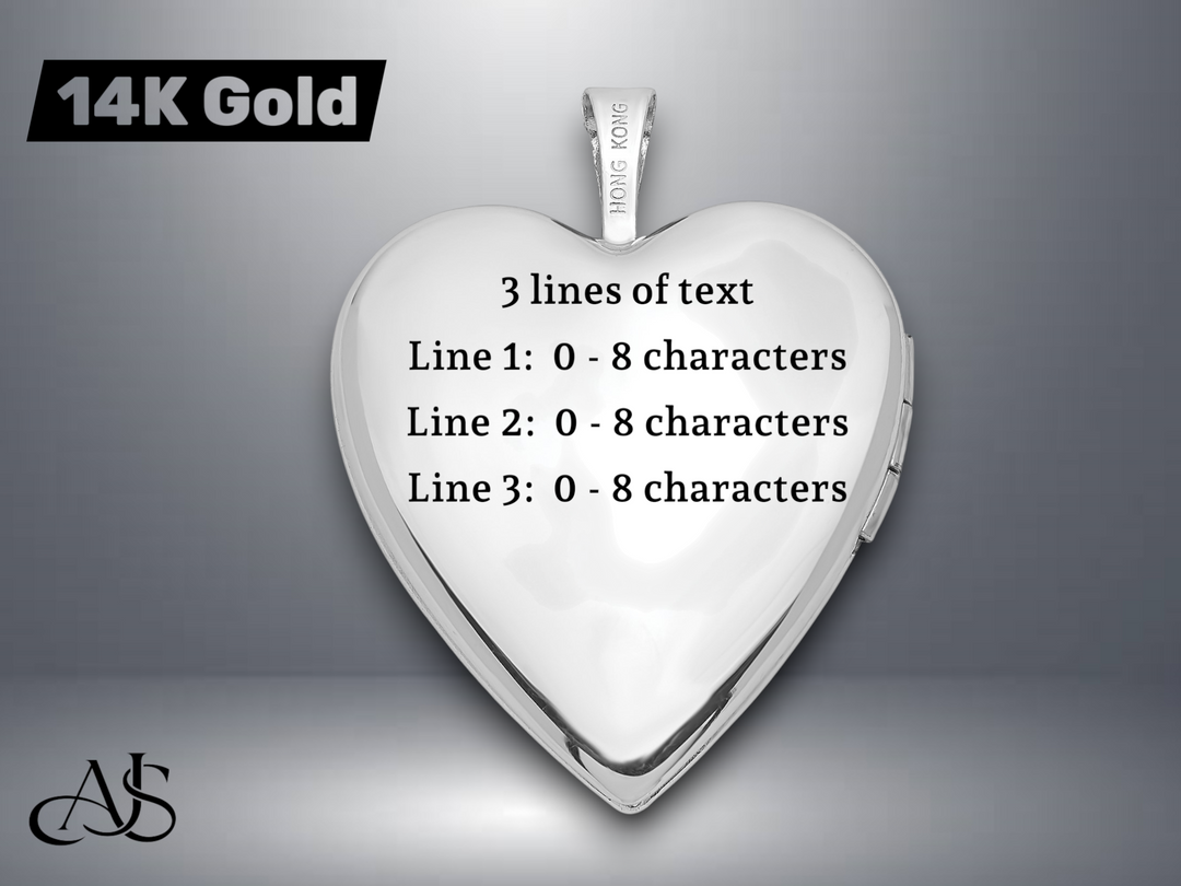 14K Yellow Gold White Gold Diamond Star 20mm Heart Locket | Build Your Locket Necklace with Engraving, Photo insertions, and Chain Options