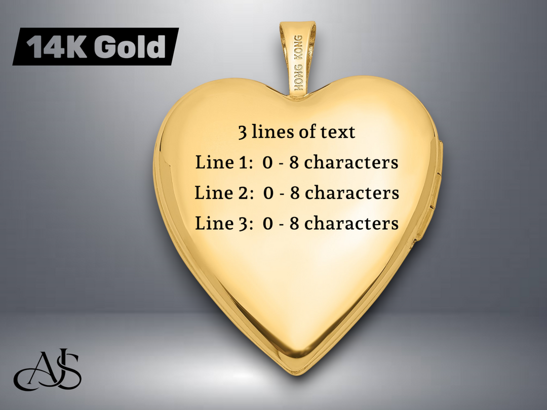 14K Yellow Gold White Gold Diamond Star 20mm Heart Locket | Build Your Locket Necklace with Engraving, Photo insertions, and Chain Options