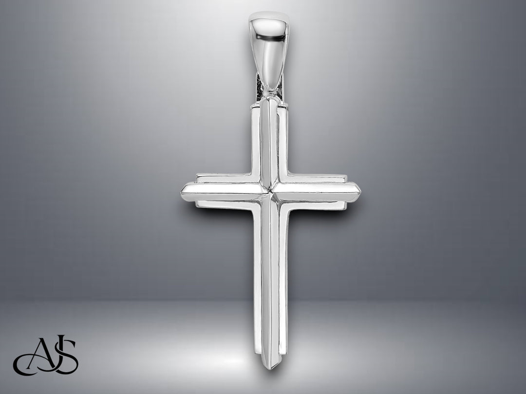 14K Yellow Gold White Gold Polished Cross Charm with Necklace Chain Options