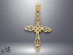 Load image into Gallery viewer, 14K Yellow Gold White Gold Polished and Cut-Out Cross Charm with Necklace Chain Options
