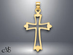 Load image into Gallery viewer, 14K Yellow Gold White Gold Polished and Cut-Out Cross Charm with Necklace Chain Options
