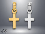 Load image into Gallery viewer, 14K Yellow Gold White Gold 3-D and Polished Mini Cross Charm with Necklace Chain Options
