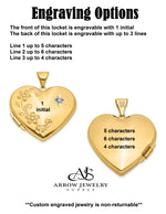 Load image into Gallery viewer, 14K Yellow Gold Diamond Floral  21mm Heart Family Locket | Build Your Locket Necklace with Engraving, Photo insertions, and Chain Options
