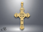 Load image into Gallery viewer, 14K Yellow Gold Cut-Out Floral Cross Pendant with Necklace Chain Options

