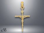 Load image into Gallery viewer, 14K Yellow Gold INRI Crucifix Charm with Necklace Chain Options
