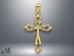 Load image into Gallery viewer, 14K Yellow Gold Cross Cut-Out w/ Heart Ends Charm with Necklace Chain Options
