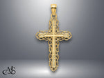 Load image into Gallery viewer, 14K Yellow Gold Cross W/ Lace Trim Charm with Necklace Chain Options
