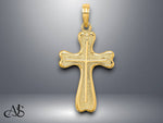 Load image into Gallery viewer, 14K Yellow Gold Cross w/ Heart Shaped Ends Charm with Necklace Chain Options
