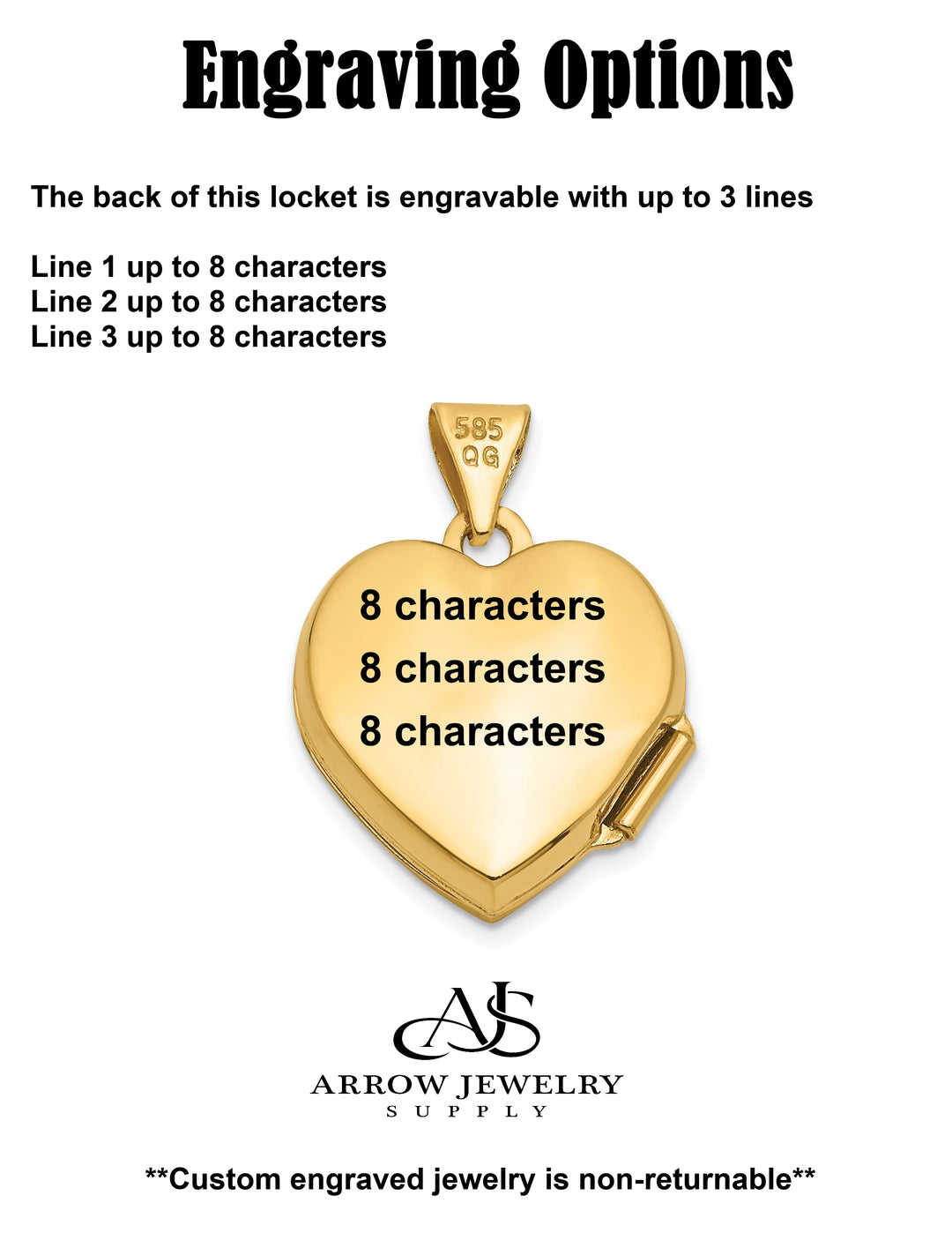 14K Yellow Gold Floral I LOVE YOU Script 15mm Heart Locket | Build Your Locket Necklace with Engraving, Photo insertions, and Chain Options