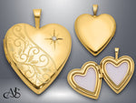 Load image into Gallery viewer, 14K Yellow Gold Polished Diamond Scrolled 20mm Heart Locket | Build Your Locket Necklace with Engraving, Photo insertions, and Chain Options

