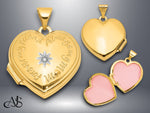 Load image into Gallery viewer, 14K Yellow White Gold Diamond Star 'For ever my best friend always my mom ' 18mm Heart Locket | Build Your Locket Necklace with Engraving, Photo insertions, and Chain Options
