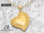 Load image into Gallery viewer, 14K Yellow Gold Fancy 20mm Heart Locket | Build Your Locket Necklace with Engraving, Photo insertions, and Chain Options
