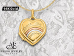 Load image into Gallery viewer, 14K Yellow White Gold with Rose and Yellow Plating CHASE THE RAINBOW 15mm Heart Locket | Build Your Locket Necklace with Engraving, Photo insertions, and Chain Options
