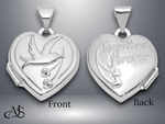 Load image into Gallery viewer, 14K Yellow White Gold Dove Reversible to TOGETHER FOREVER 15mm Heart Locket | Build Your Locket Necklace with Engraving, Photo insertions, and Chain Options
