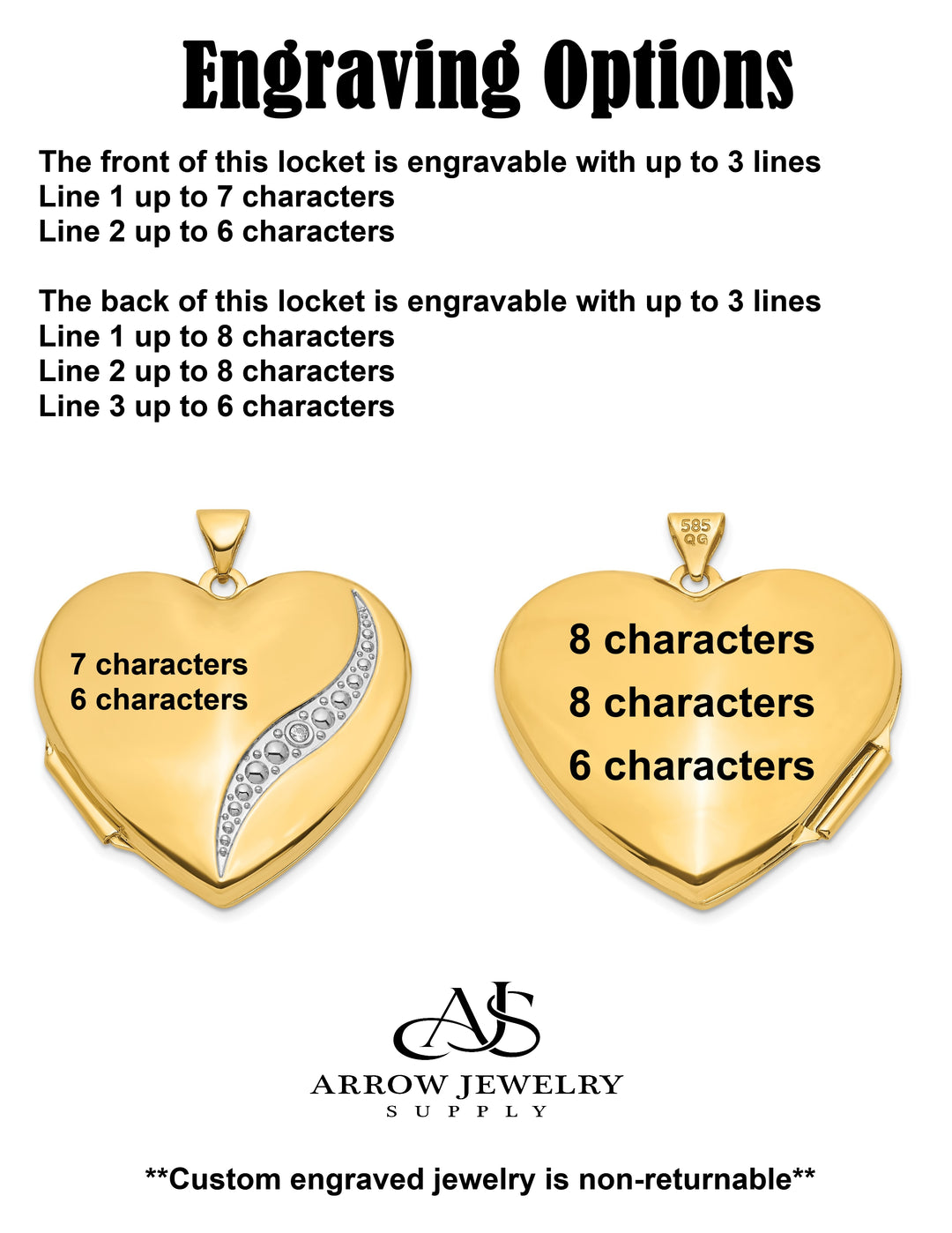 14K Yellow Gold White Gold Wave Diamond 27mm Heart Locket | Build Your Locket Necklace with Engraving, Photo insertions, and Chain Options