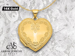 Load image into Gallery viewer, 14K Yellow Gold White Gold Scallop Design 21mm Heart Locket | Build Your Locket Necklace with Engraving, Photo insertions, and Chain Options
