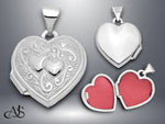 Load image into Gallery viewer, 14K Yellow Gold White Gold Two Hearts 15mm Heart Locket | Build Your Locket Necklace with Engraving, Photo insertions, and Chain Options
