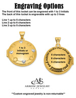 Load image into Gallery viewer, 14K Yellow Gold White Rhodium 'Our Circle Of Love Goes Around And Never Ends' 20mm Locket | Build Your Locket Necklace with Engraving, Photo insertions, and Chain Options
